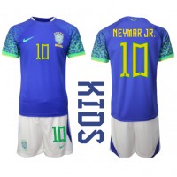Brazil Neymar Jr #10 Replica Away Minikit World Cup 2022 Short Sleeve (+ pants)